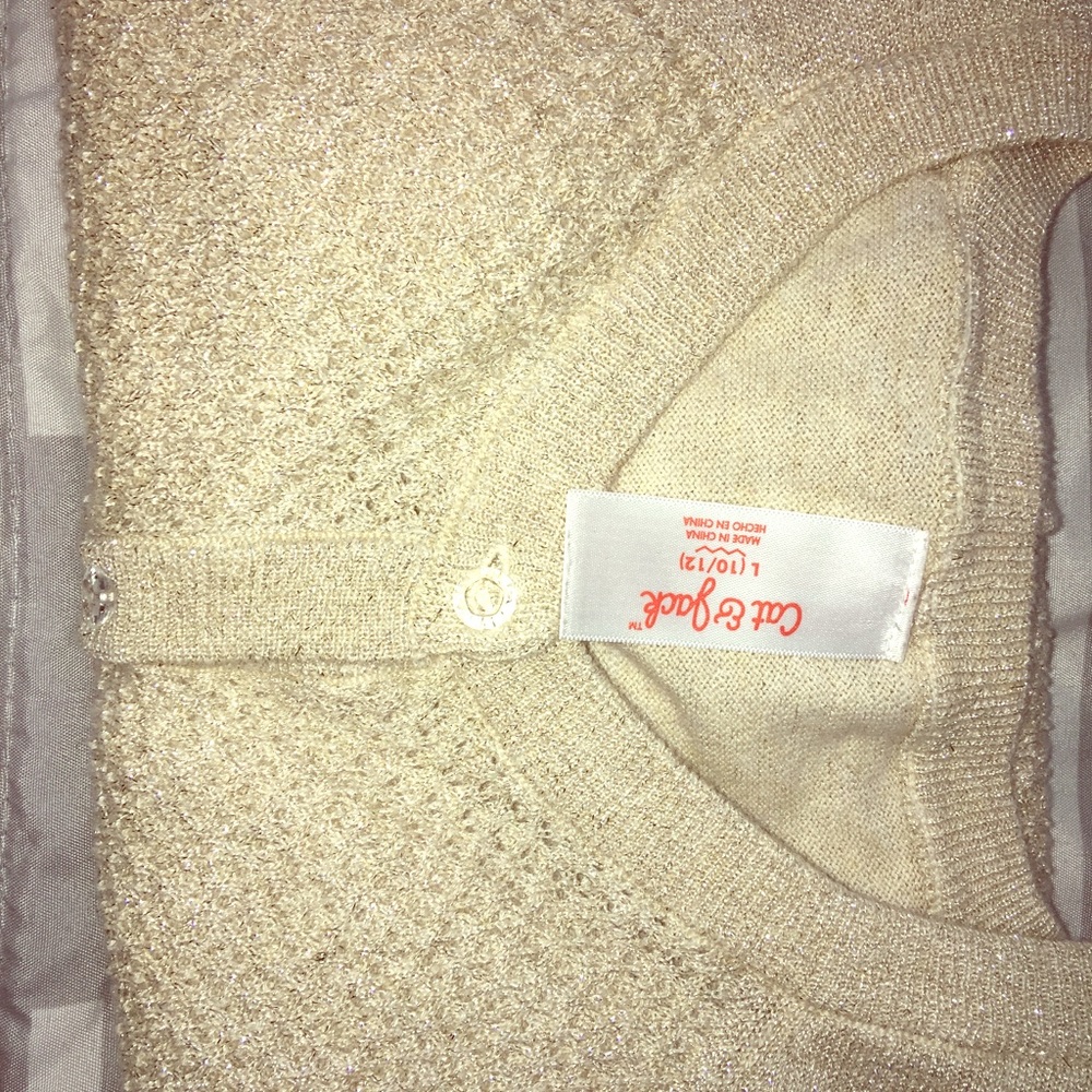 Girls cardigan tan/gold. Excellent condition.